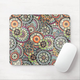Tapis De Souris Cute Retro Chic Funky Floral Circles Art Motif