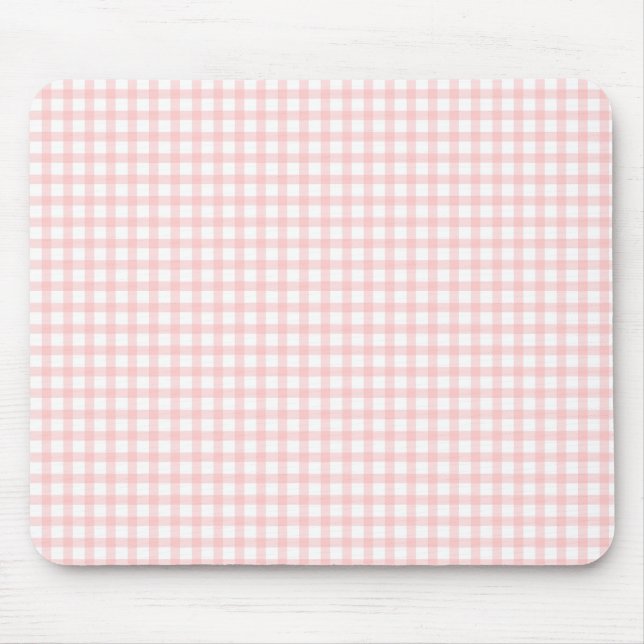 Tapis De Souris Cute Retro Pink Gingham Plaid pattern (Devant)