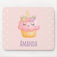Cute rose Cupcake Unicorn avec Rose