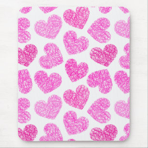 Tapis De Souris Cute rose Doodled Heart Valentine's Day Motif