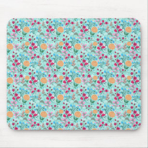 Tapis De Souris Cute rose et bleu Petit motif floral