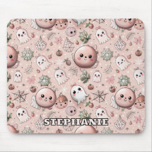 Tapis De Souris Cute rose Fantôme & Pastel Halloween sans couture