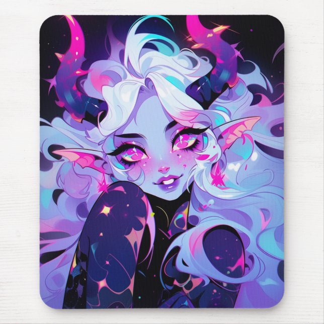 Tapis De Souris Cute rose, noir et blanc Koakuma Little Devil (Devant)