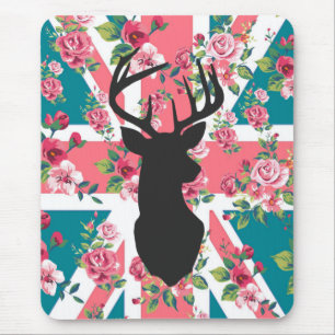 Tapis De Souris Cute rose vintage Royaume-Uni Union Jack Drapeau t