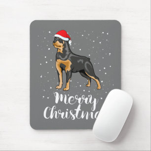 Tapis De Souris Cute Rottweiler Santa Hat Joyeux costume de Noël