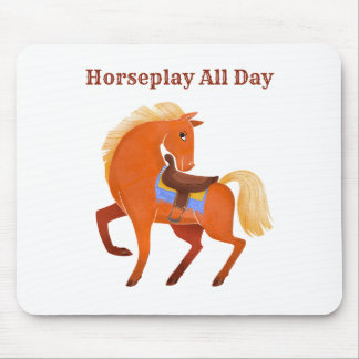 Tapis De Souris Cute Rustic Brown Nom du cheval Personnalisé
