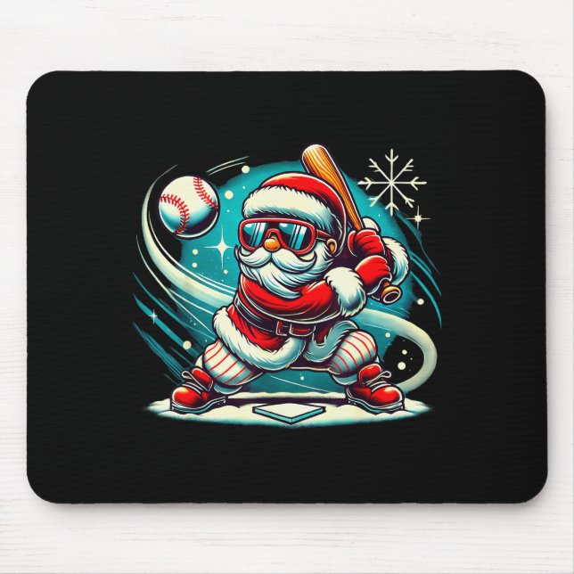 Tapis De Souris Cute Santa Claus Playing Baseball Boys Kids Teens  (Devant)