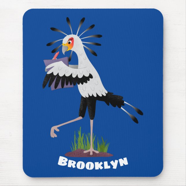 Tapis De Souris Cute secretary bird writing notes cartoon (Devant)