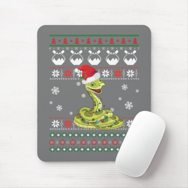 Tapis De Souris Cute serpent laide doux Noël Light Pyjama (Avec souris)