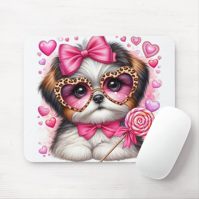 Tapis De Souris Cute Shih-tzu Valentine (Avec souris)