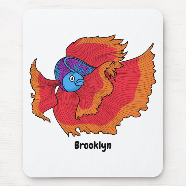 Tapis De Souris Cute Siamese combat poisson betta dessin (Devant)