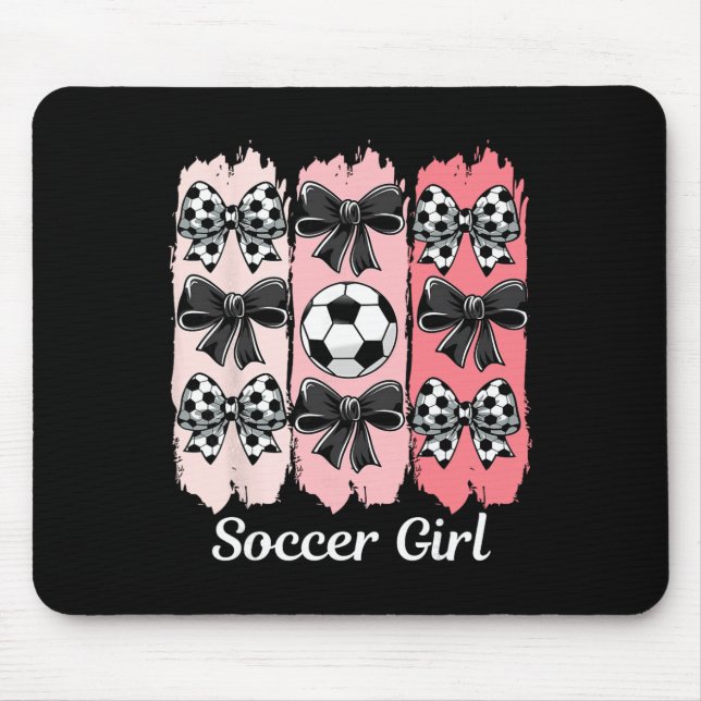 Tapis De Souris Cute Soccer Girl Coquette Bow Soccer Girl Soccer B (Devant)