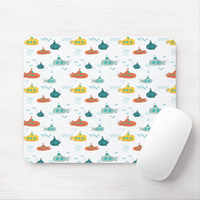 Tapis De Souris Cute Submarine Nautical Deep Sea Fish Kids (Avec souris)