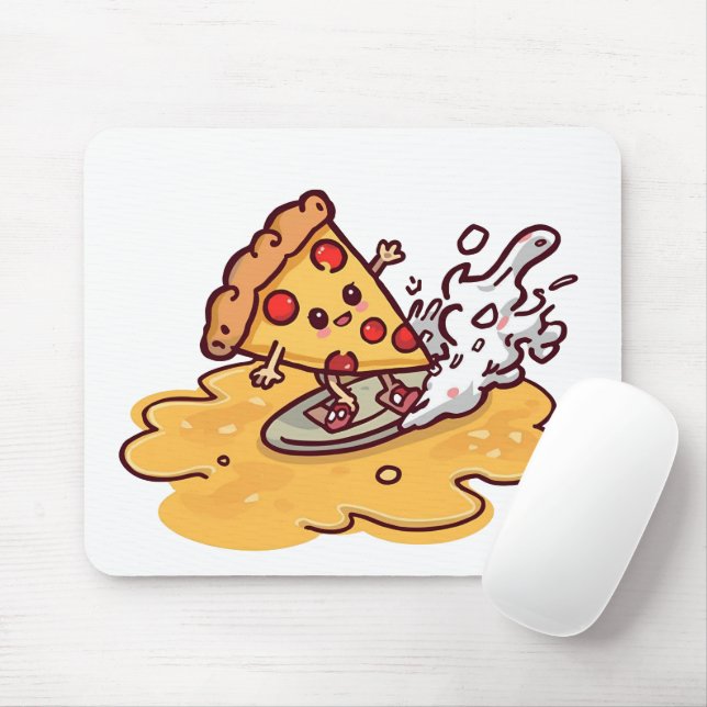 Tapis De Souris Cute Surfing Pizza Slice Mousepad  (Avec souris)