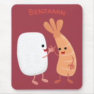 Tapis De Souris Cute sushi riz crevettes amis dessin animé