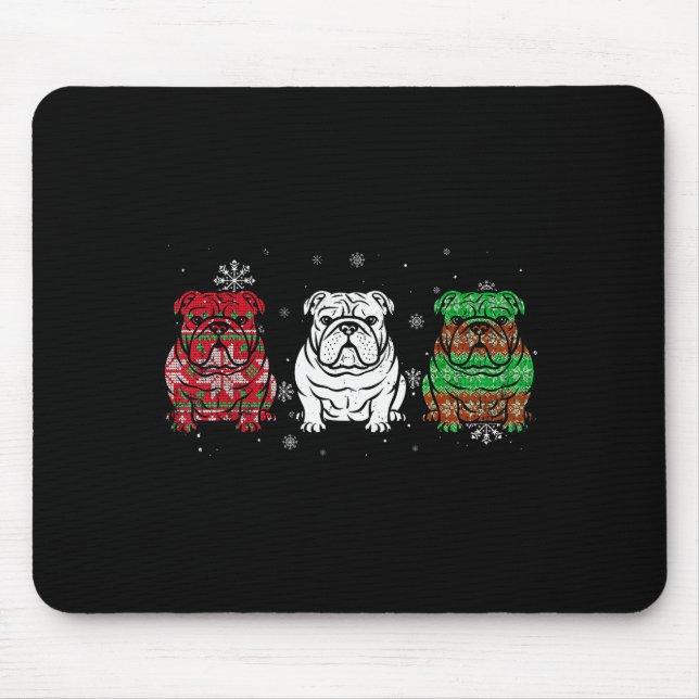 Tapis De Souris Cute Three English Bulldog Christmas For Women Men (Devant)
