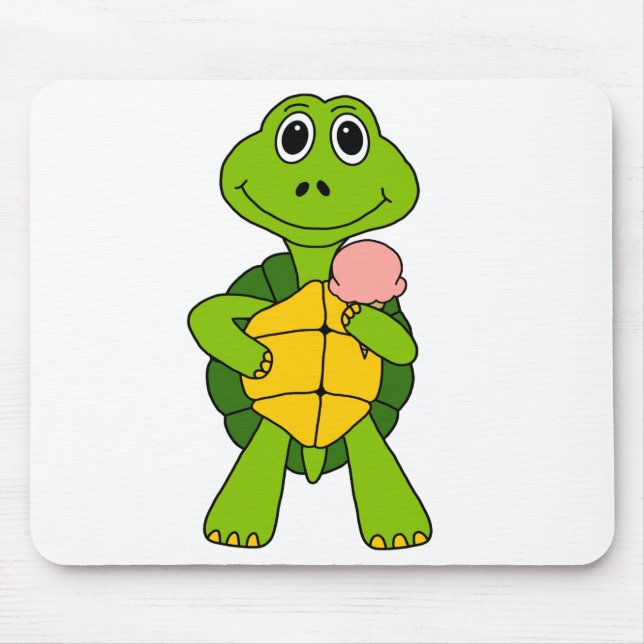 Tapis De Souris Cute Turtle Manger Ice Cream Cartoon (Devant)