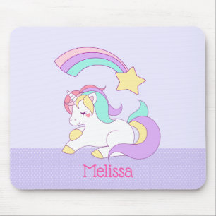 Tapis De Souris Cute Unicorn avec Étoile de tir colorée personnali