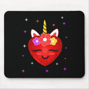 Tapis De Souris Cute Unicorn Coeur Valentines Journée Filles Enfan
