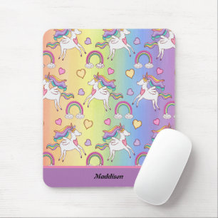 Tapis De Souris Cute Unicorn et Rainbow Motif personnalisable