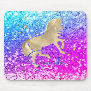 Tapis De Souris Cute unicorn rose Parties scintillant arc-en-ciel