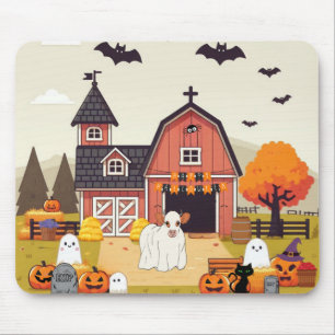 Tapis De Souris Cute vache d'Halloween et ferme