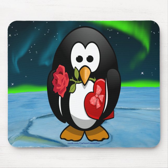 Tapis De Souris Cute Valentine's Day Penguin Funny Cartoon (Devant)