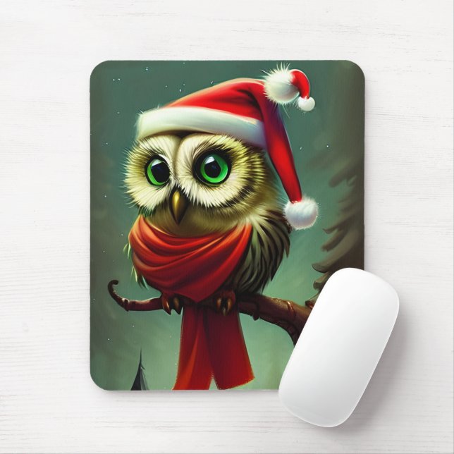 Tapis De Souris Cute Victorian Santa Owl Christmas (Avec souris)
