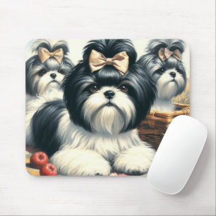 Tapis De Souris Cute Vintage peinture Shih-Tzu