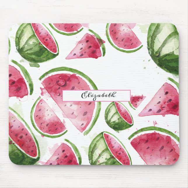 Tapis De Souris Cute Watercolor Watermelon (Devant)
