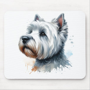 Tapis De Souris Cute Westie Chien Visage Aquarelle Art