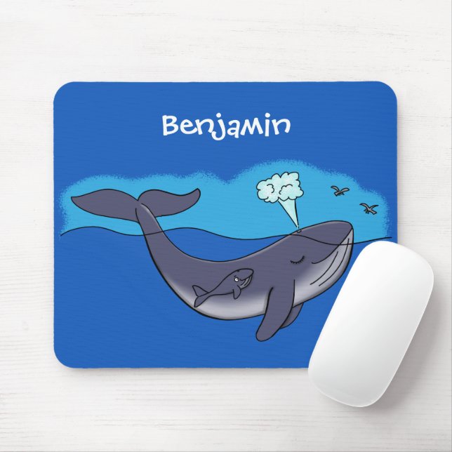 Tapis De Souris Cute whale and calf cartoon (Avec souris)