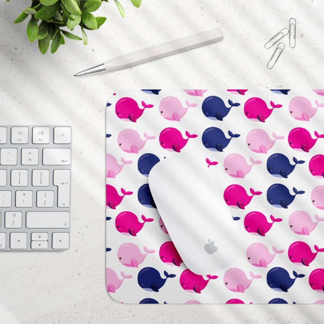 Tapis De Souris Cute Whales, Pattern of Whales, Sea Animals (Créateur téléchargé)