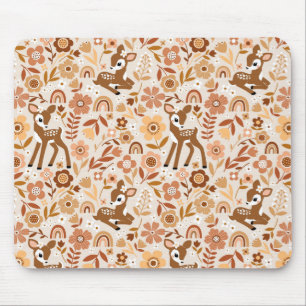 Tapis De Souris Cute Woodland Baby Deer Floral Pattern