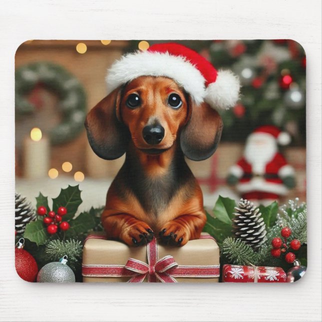 Tapis De Souris Cute Xmas Dachshund (Devant)