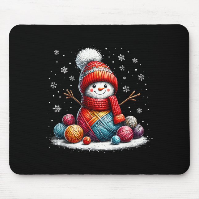 Tapis De Souris Cute Yarn Snowman Quilter Christmas Crochet Knitti (Devant)