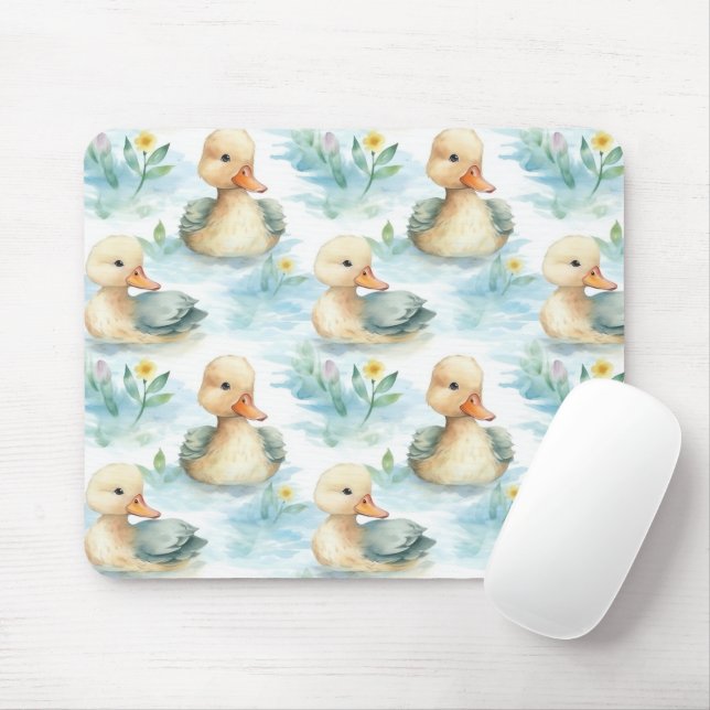 Tapis De Souris Cute Yellow Blue Ducks (Avec souris)