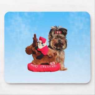 Tapis De Souris Cute Yorkshire Terrier Joyeux Noël