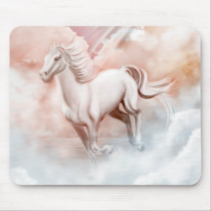 Tapis De Souris Cuvette courante de cheval blanc les nuages