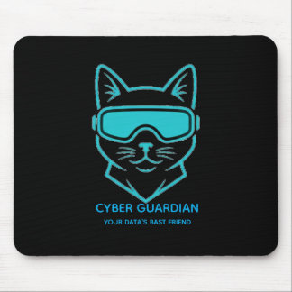 Tapis De Souris Cyber Guardian Neon Cat Gaming Mousepad - Tech Blu