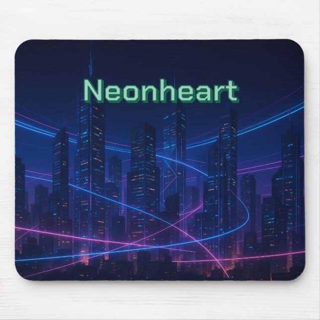 Tapis De Souris Cyber-Ville de Mousepad à la trace néon (Devant)