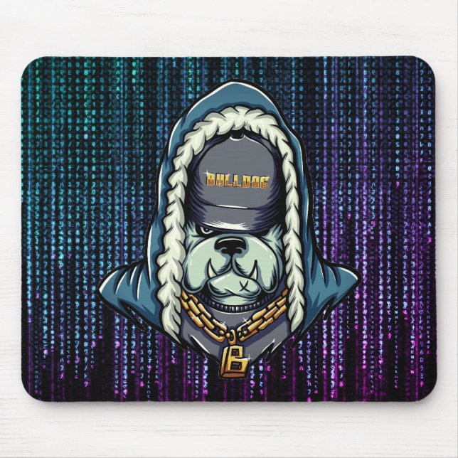 Tapis De Souris Cyberpunk Bulldog Neon Mouse Pad (Devant)