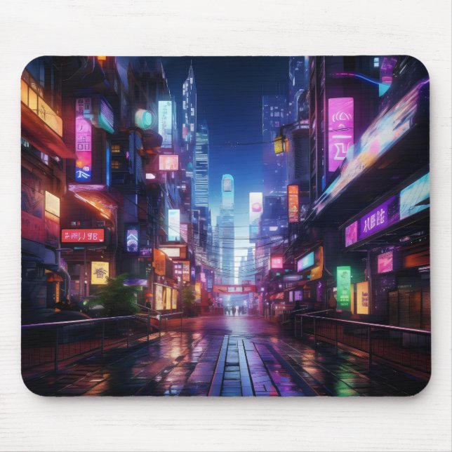 Tapis De Souris Cyberpunk City Night (Devant)