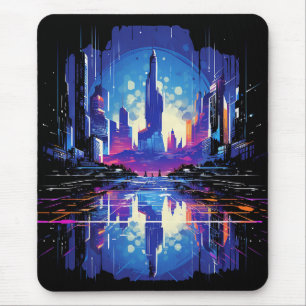 Tapis De Souris Cyberpunk City Skyline futuriste