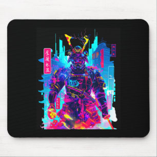 Tapis De Souris Cyberpunk néon samouraï art japonais 