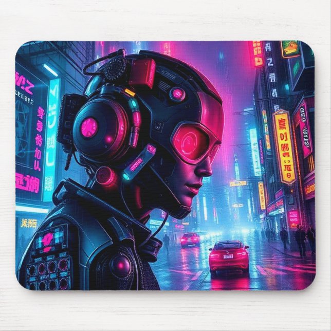 Tapis De Souris Cyberpunk Night City Pilot XL Gaming Desk Mat (Devant)