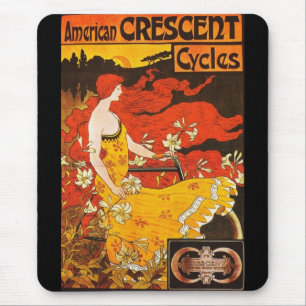 Tapis De Souris Cycles de Croissant d'Amérique Vintage Mousepad