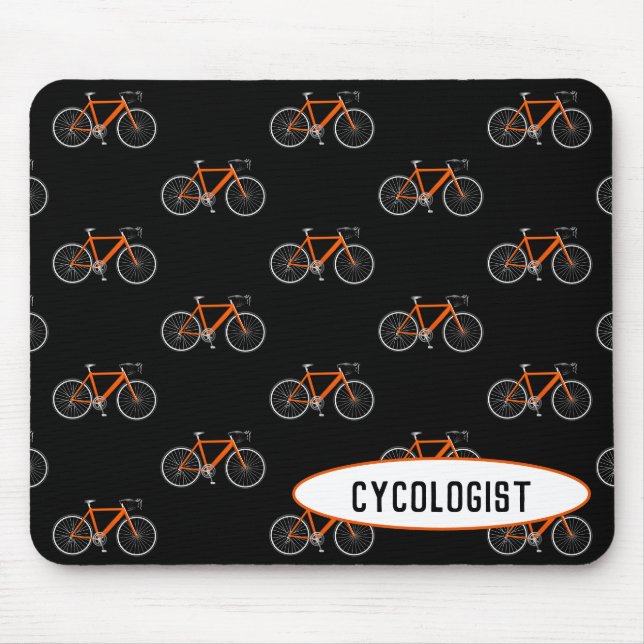 Tapis De Souris cyclologue vélo orange sur fond noir (Devant)