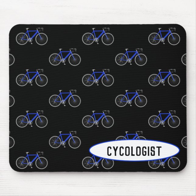 Tapis De Souris cycologue vélo bleu sur noir (Devant)