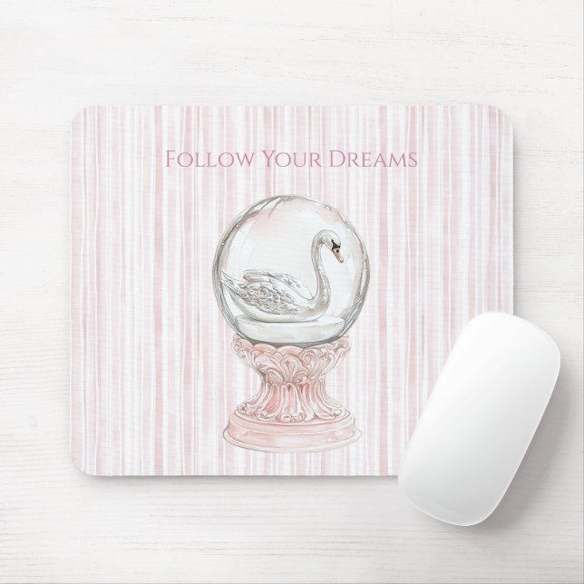 Tapis De Souris Cygne à rayures roses   (Avec souris)